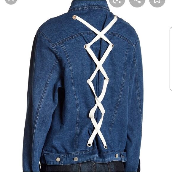 Lush back lace up denim jacket - Picture 4 of 16